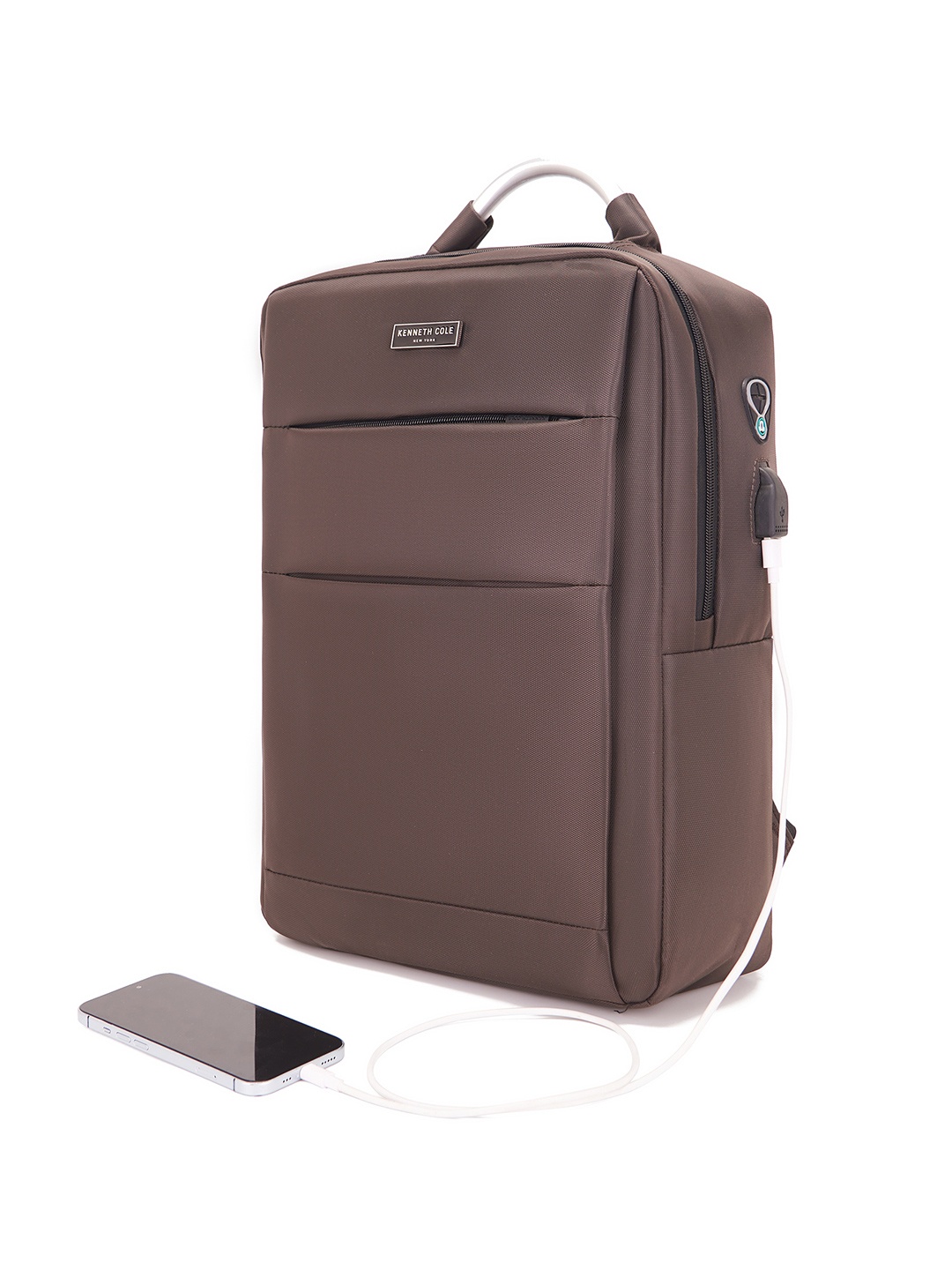 

Kenneth Cole Unisex Laptop Backpack with USB Charging Port, Brown