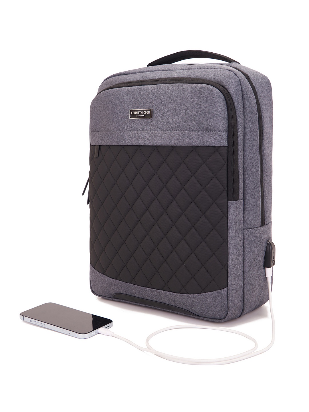 

Kenneth Cole Unisex Laptop Backpack with USB Charging Port, Grey