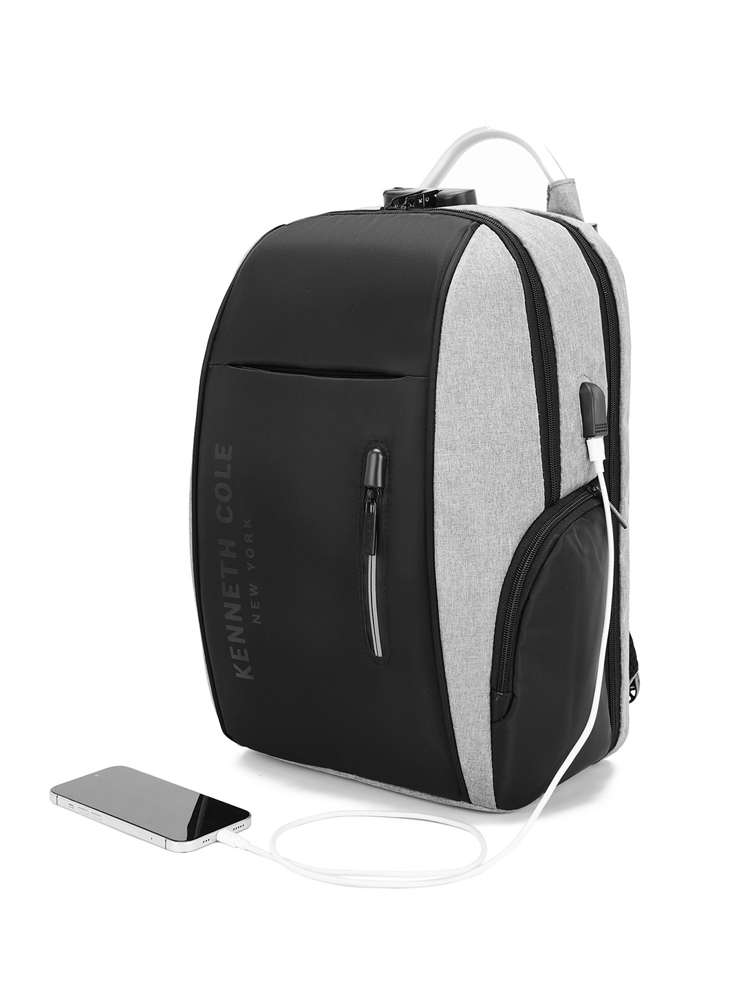 

Kenneth Cole Unisex Laptop Backpack with USB Charging Port, Grey