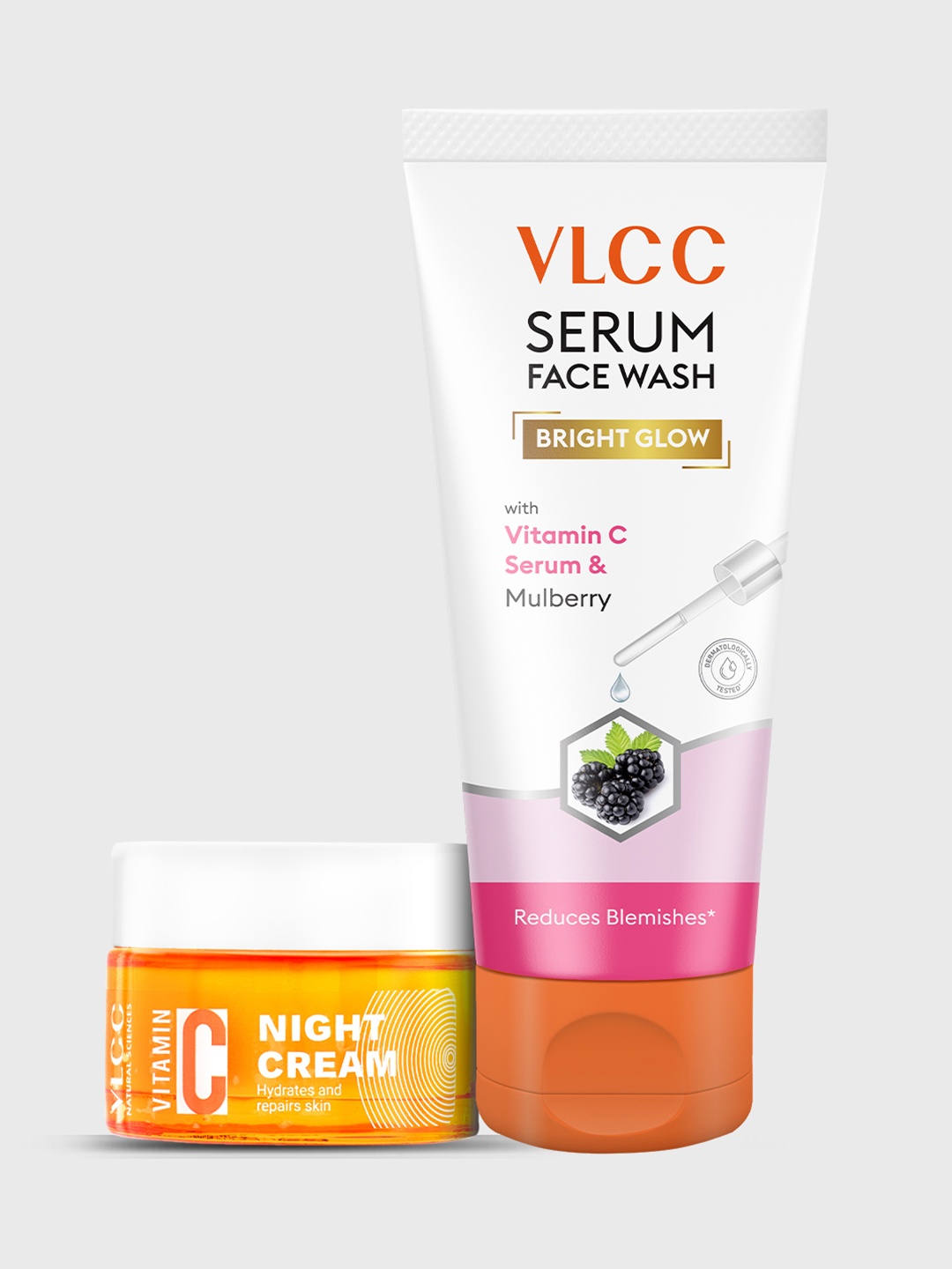 

VLCC Bright Glow Serum Face Wash - 100 ml With Vitamin C Night Cream - 50 g, White