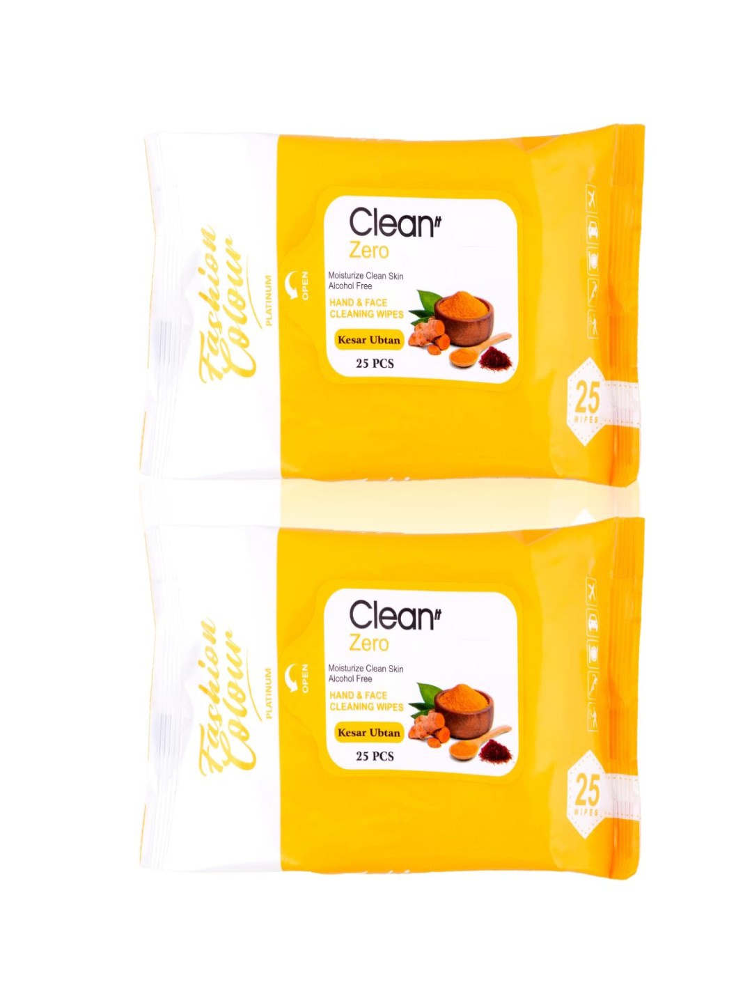 

Fashion Colour Set of 2 Clean It Zero Wet Cleaning Wipes With Kesar Ubtan - 25 Wipes Each, Yellow