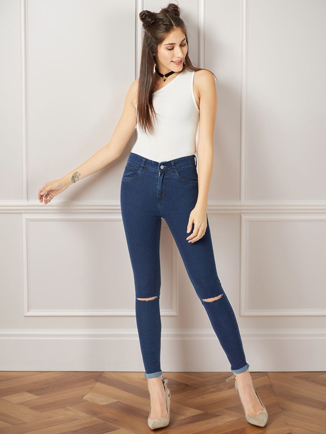 

Miss Chase Women Skinny Fit High-Rise Stretchable Jeans, Blue