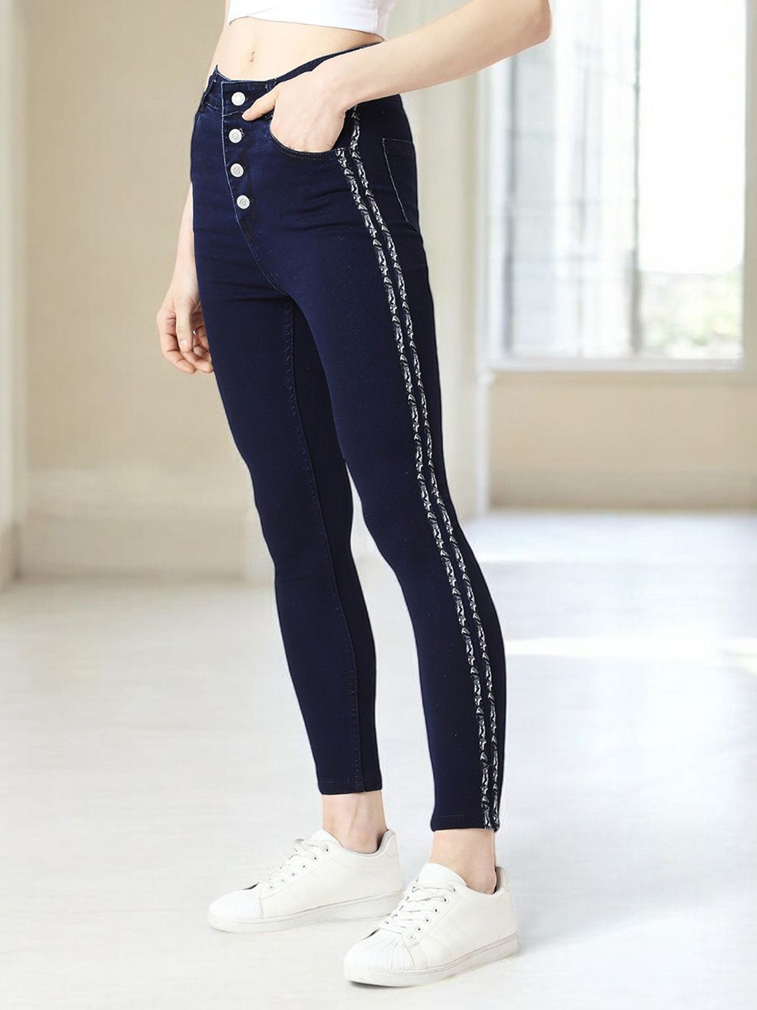 

Miss Chase Women Skinny Fit High-Rise Stretchable Jeans, Blue