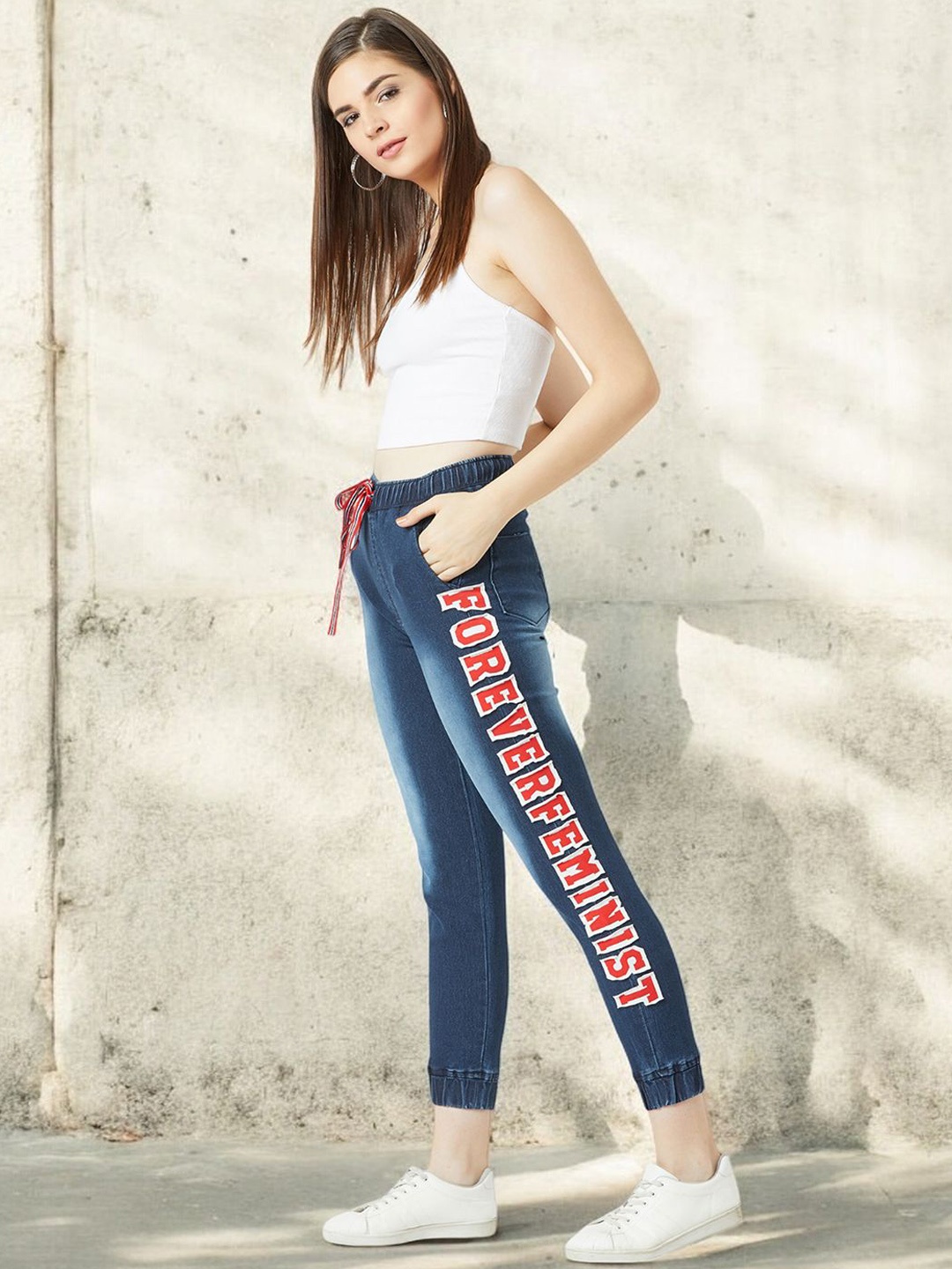 

Miss Chase Women Stretchable Joggers Jeans, Blue