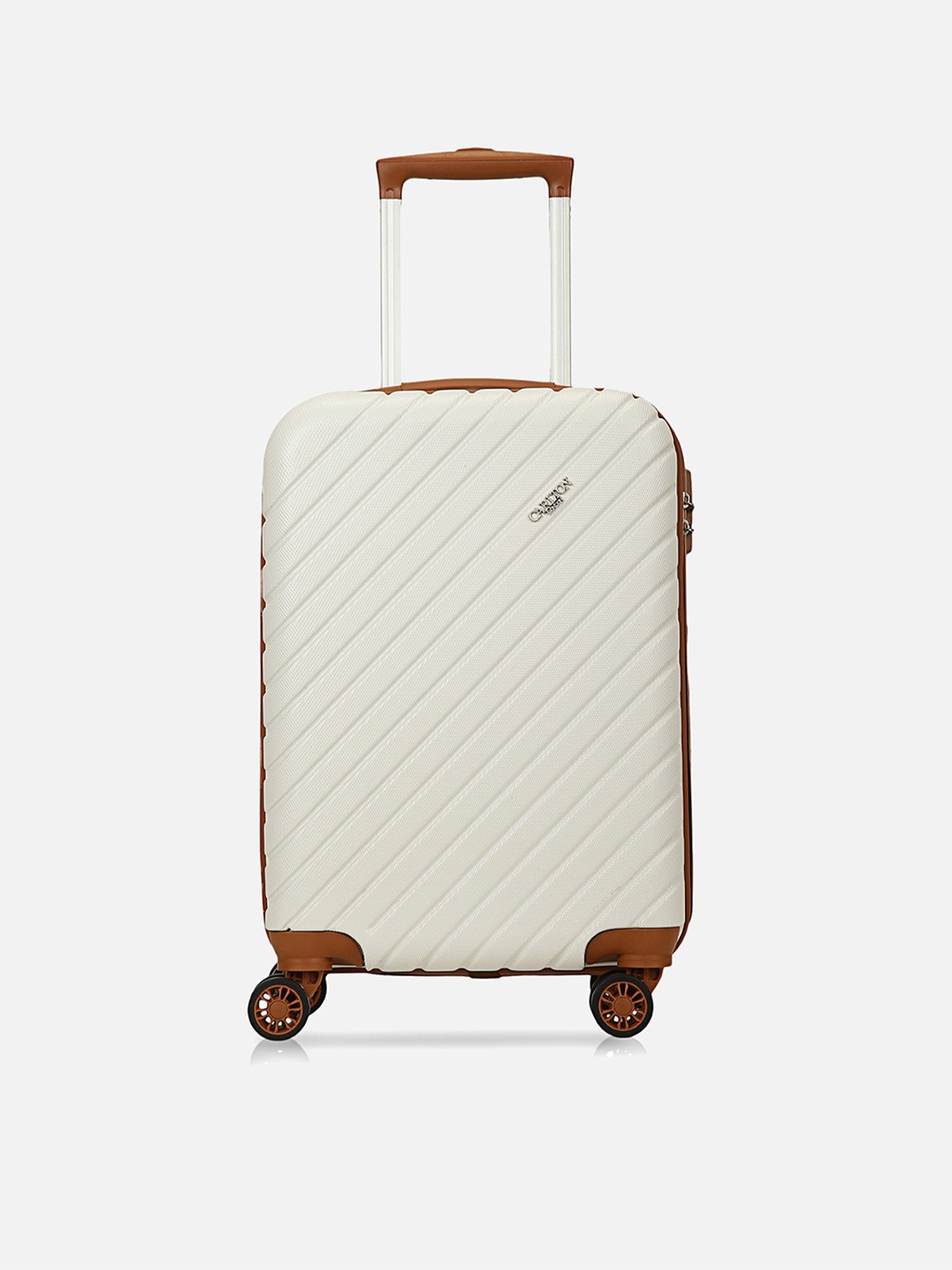 

Carlton London Hard-Sided 360-Degree Rotation Cabin Textured Trolley Bag, Cream
