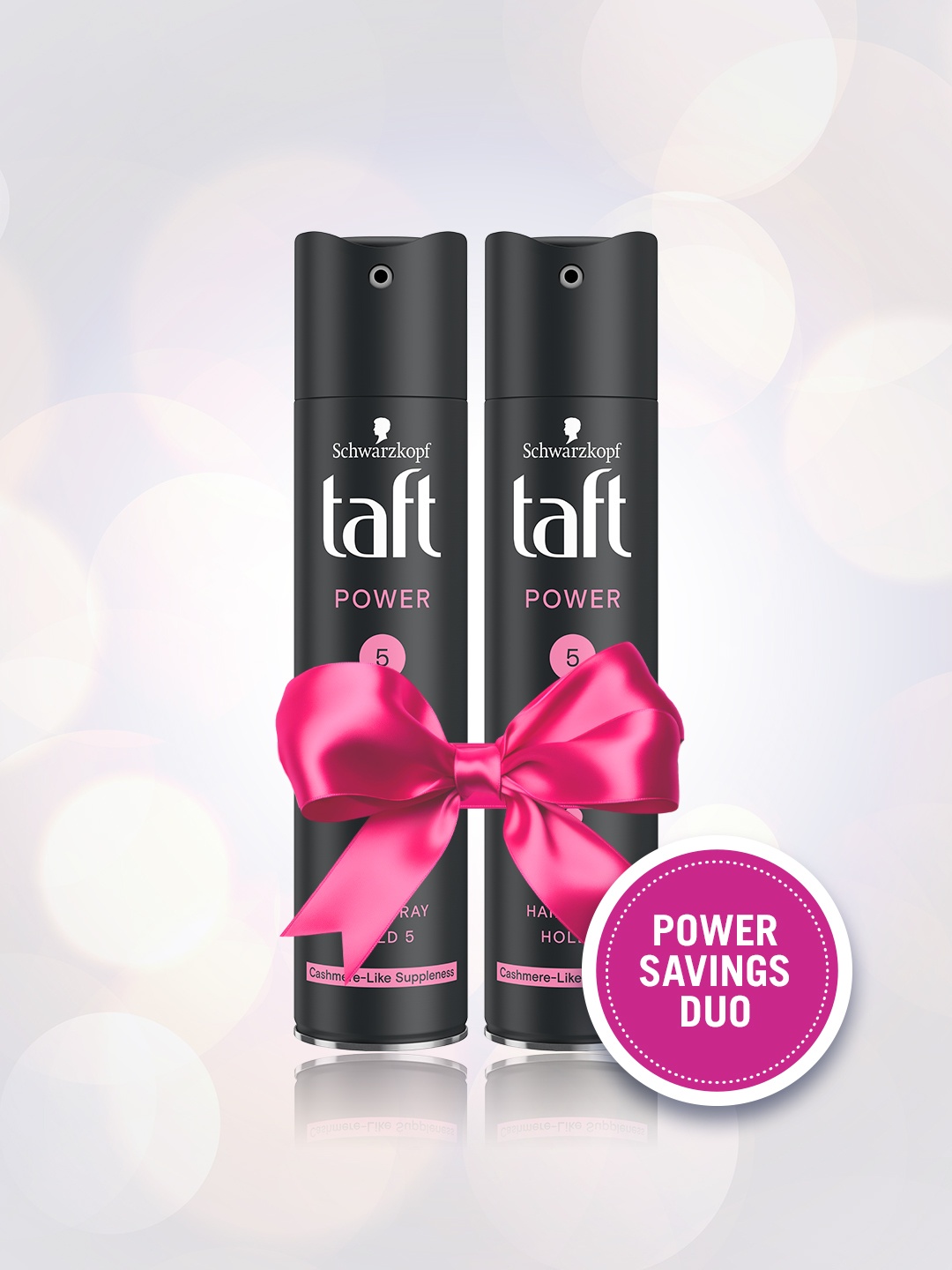 

Schwarzkopf Set of 2 Taft Power Hairspray with Cashmere Mega Strong Hold 5, Black