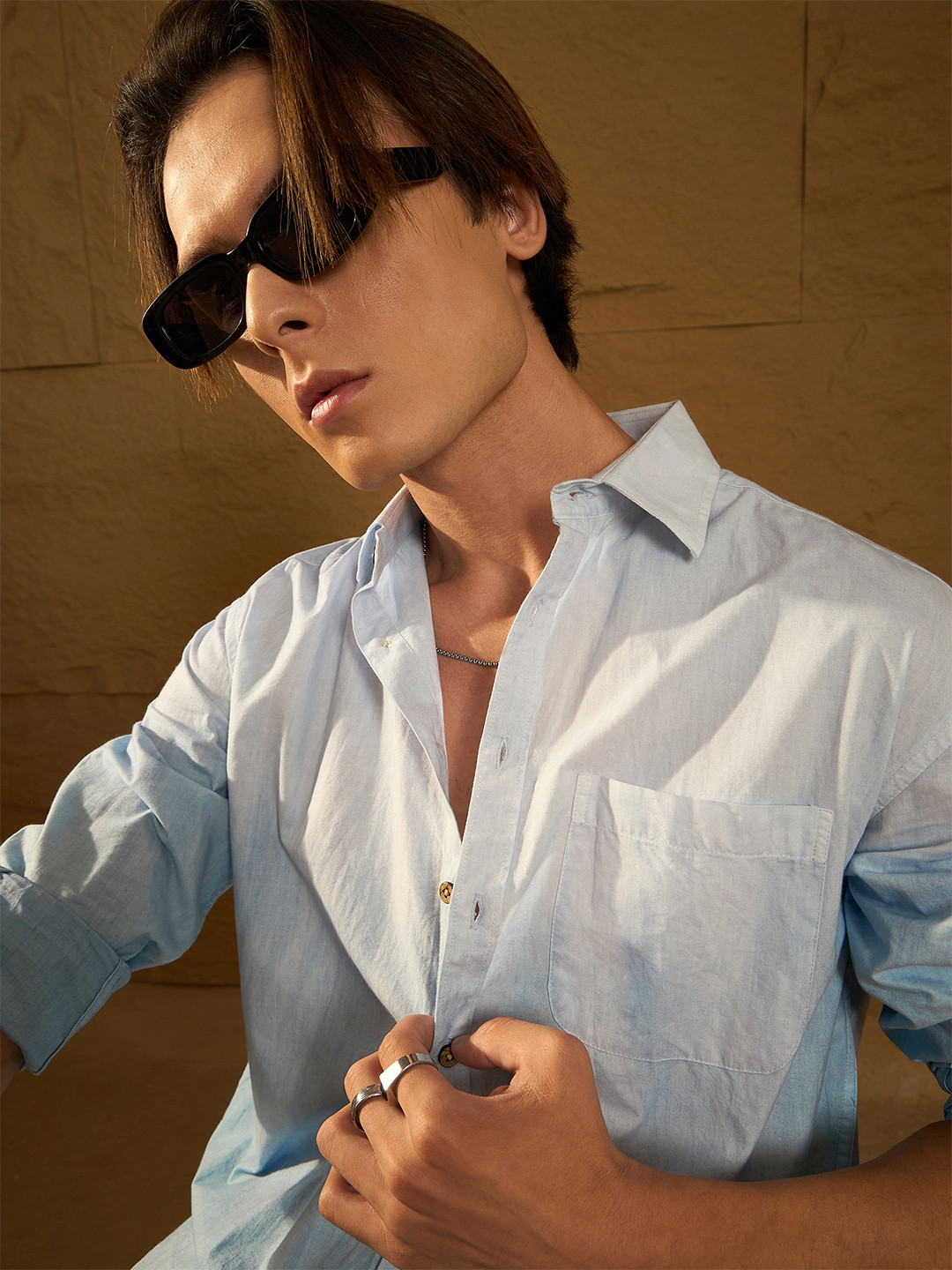 

Dennison Drop Shoulder Oversized Ombre Dyed Shirt, Blue