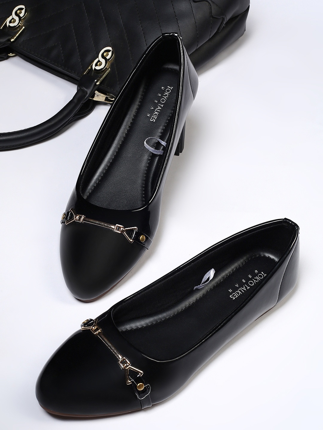 

Tokyo Talkies Women Ballerinas with Buckles Flats, Black
