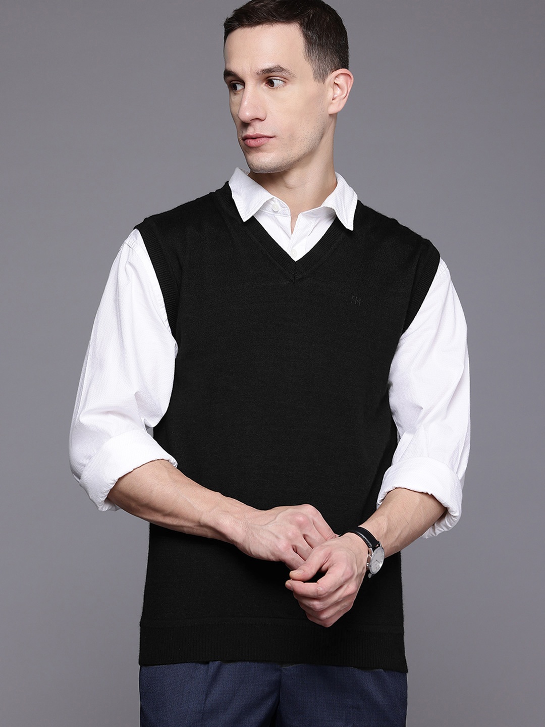 

Raymond V-Neck Formal Sweater Vest, Black