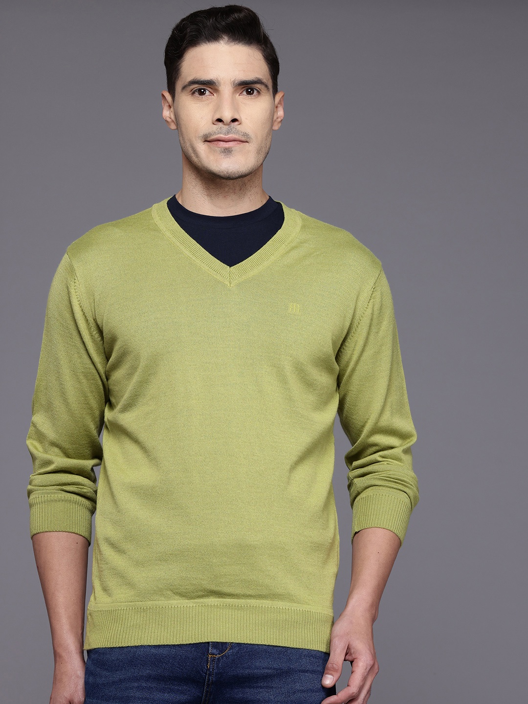 

Raymond V-Neck Knitted Pullover, Green