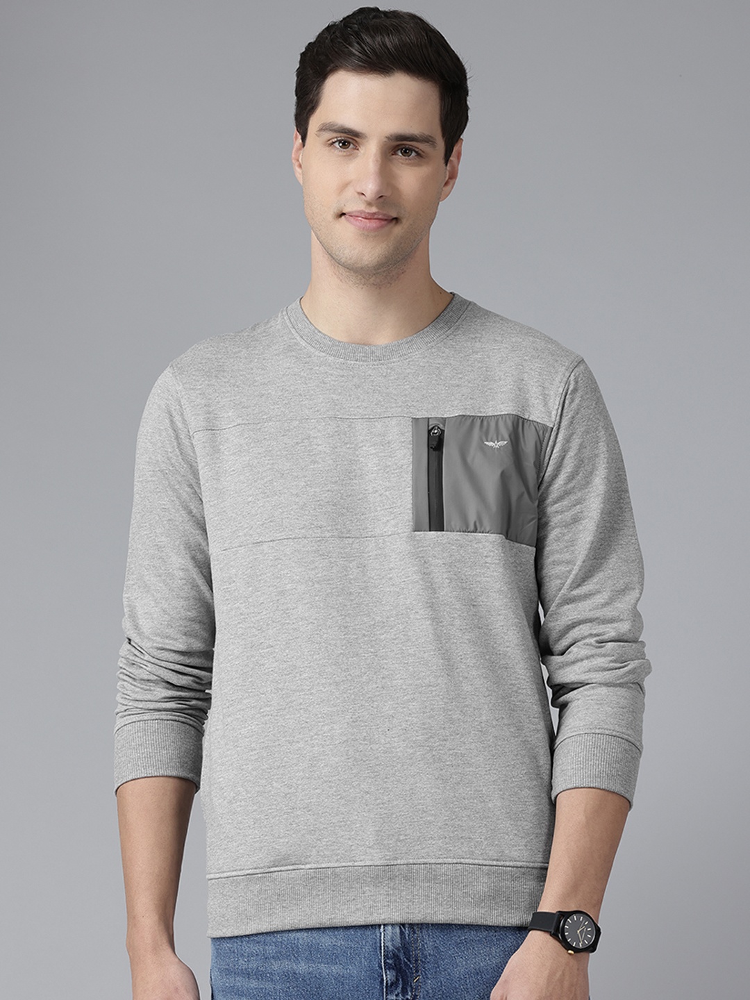 

Park Avenue Knitted Sweatshirt With Zip Detail, Grey melange
