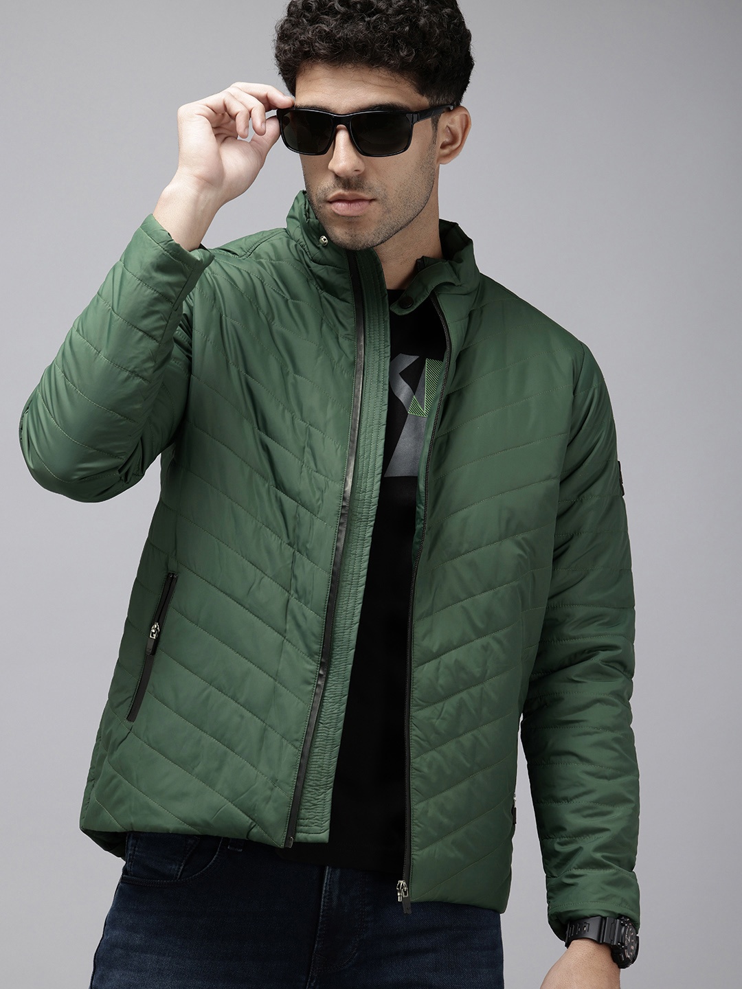 

Park Avenue Long Sleeves Slim Fit Padded Jacket, Green