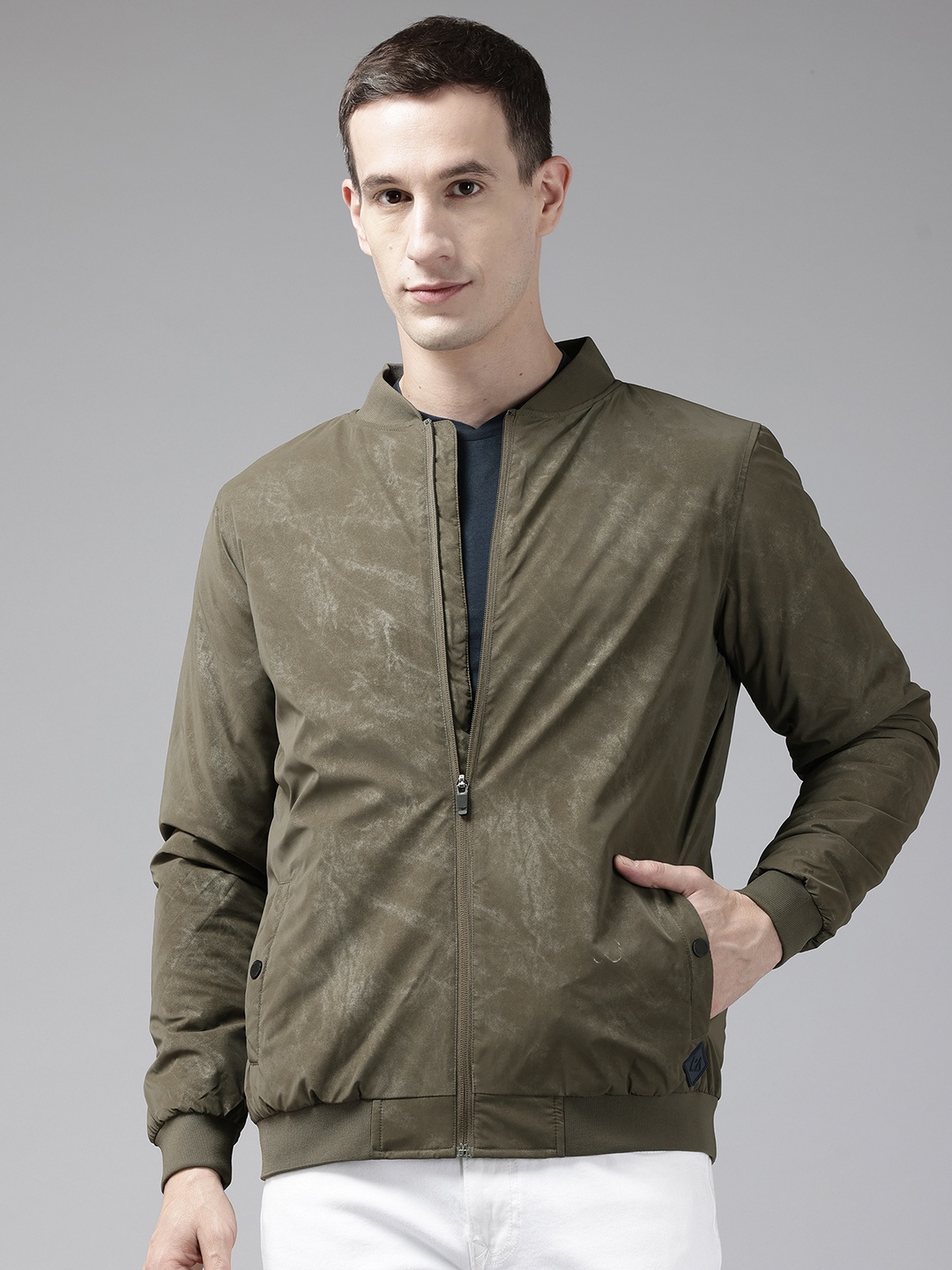 

Park Avenue Stand Collar Bomber Jacket, Olive