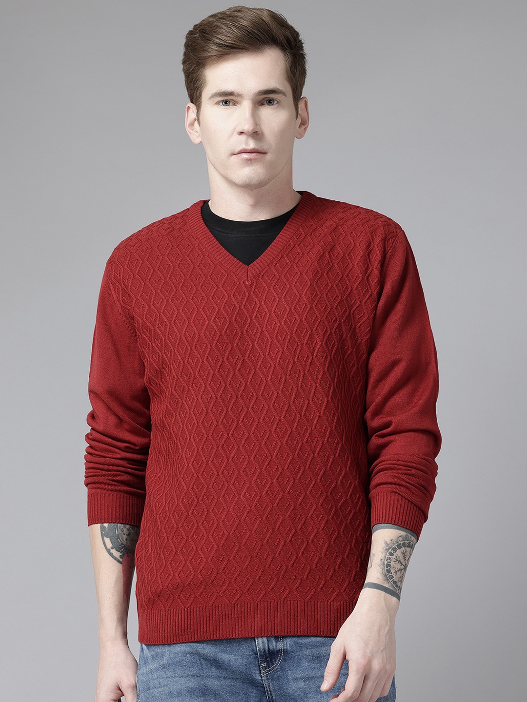 

Park Avenue Geometric Design Pullover, Red