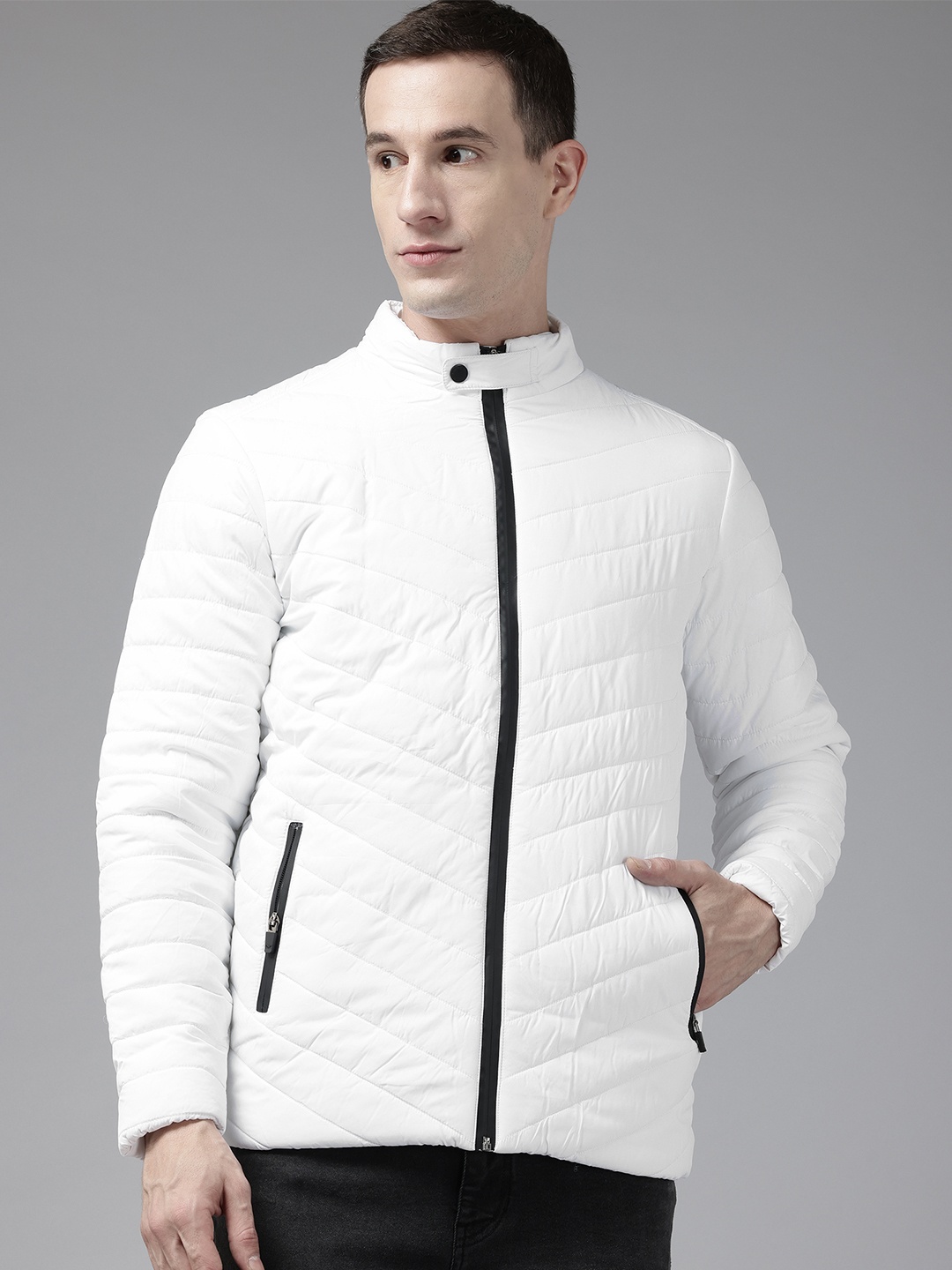 

Park Avenue Stand Collar Padded Jacket, White