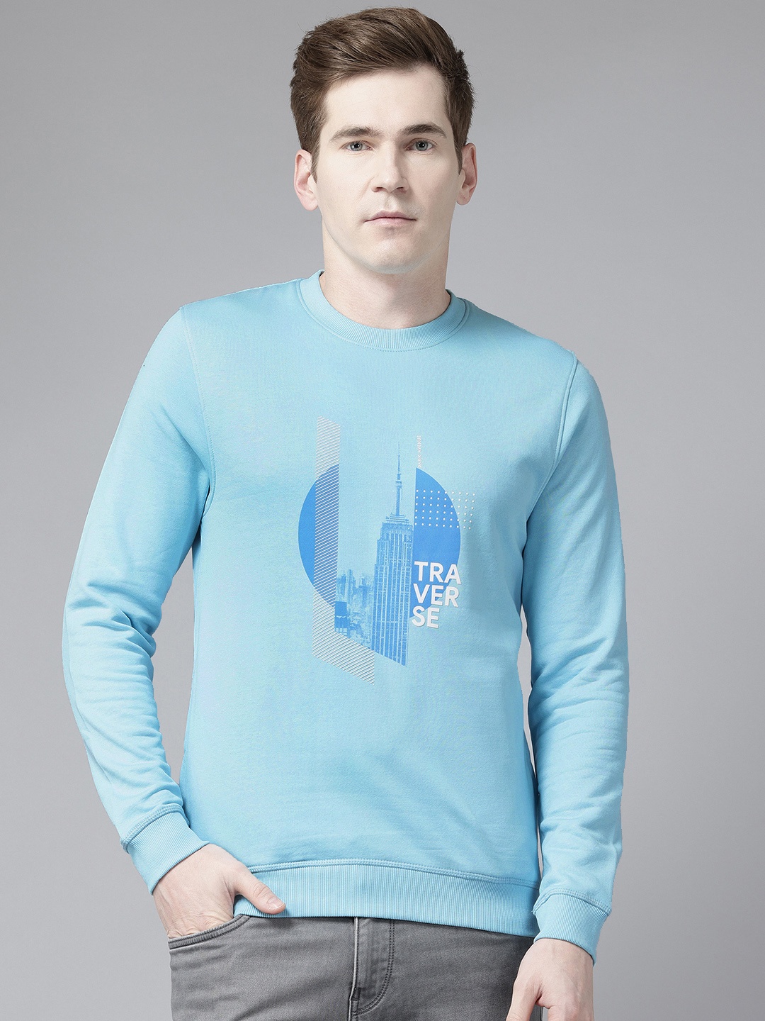 

Park Avenue Men Printed Sweatshirt, Blue