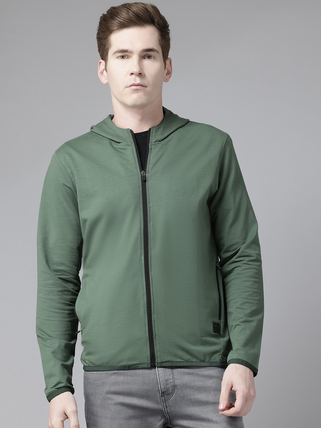 

Park Avenue Hooded Front-Open Sweatshirt, Olive