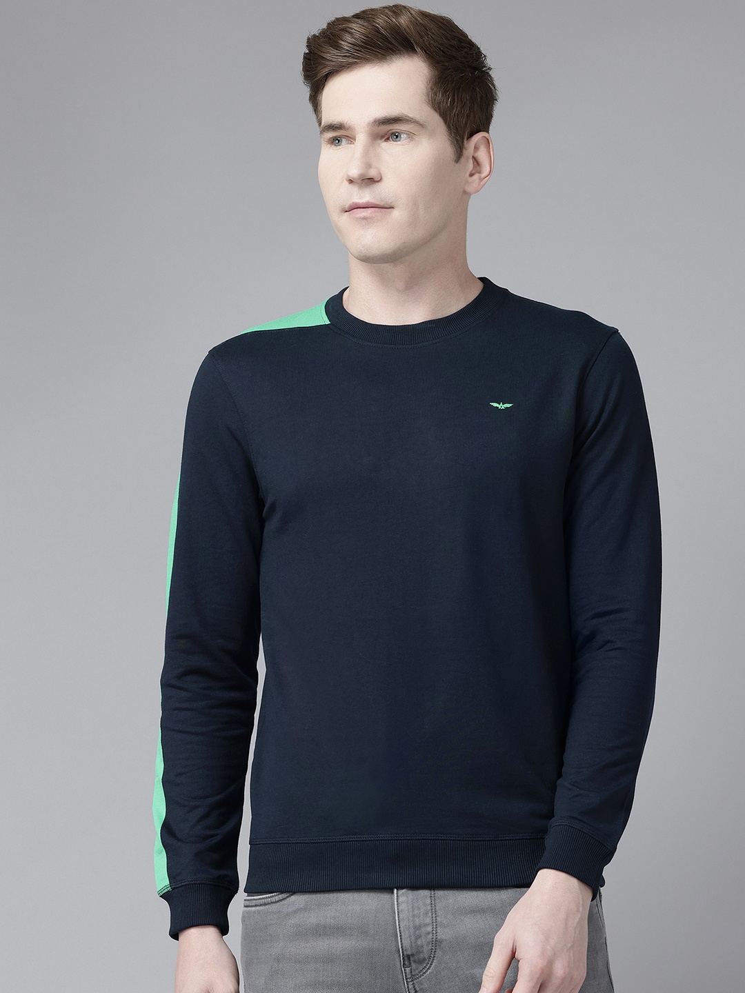 

Park Avenue Round Neck Stripe Detail Sweatshirt, Navy blue