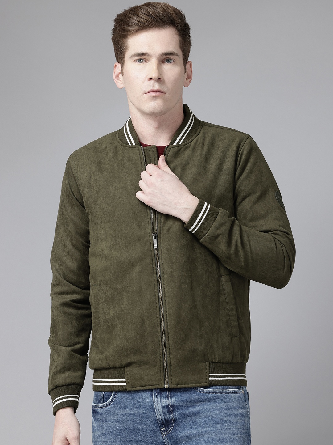 

Park Avenue Suede Finish Slim Fit Tailored Jacket, Olive