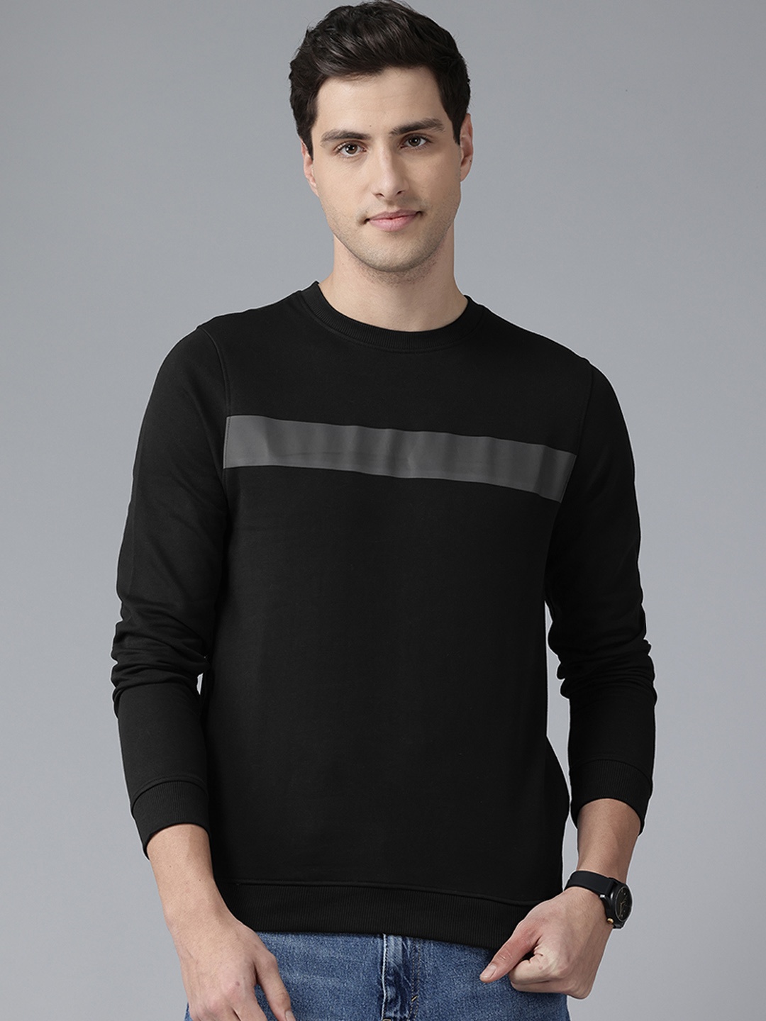 

Park Avenue Round Neck Knitted Sweatshirt, Black