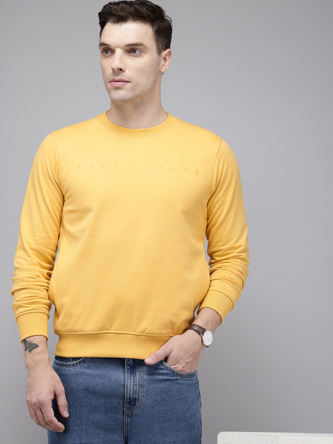 

Park Avenue Brand Logo Printed Sweatshirt, Yellow