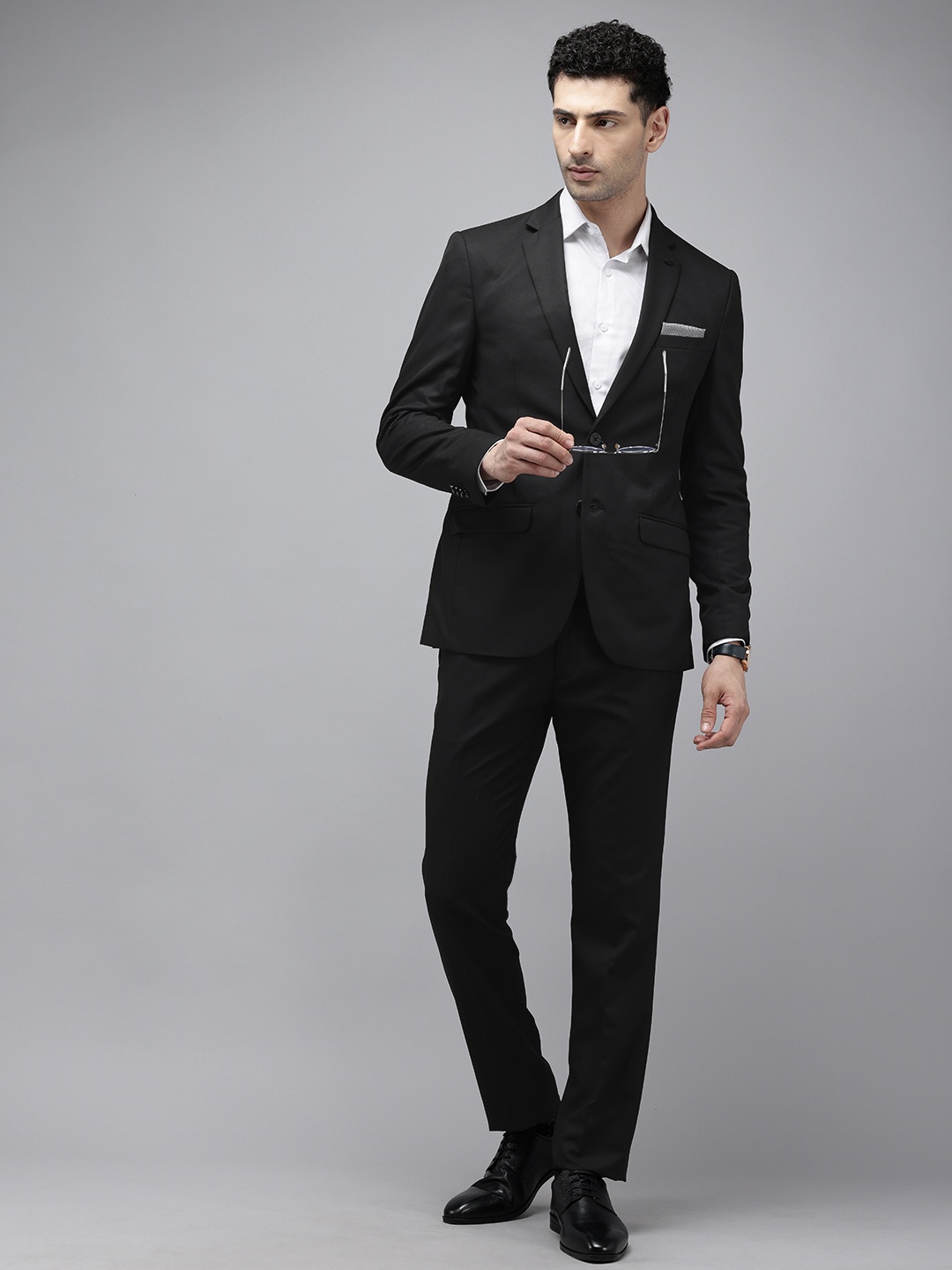 

Park Avenue Super Slim Fit Party Wear Blazer & Trouser, Black