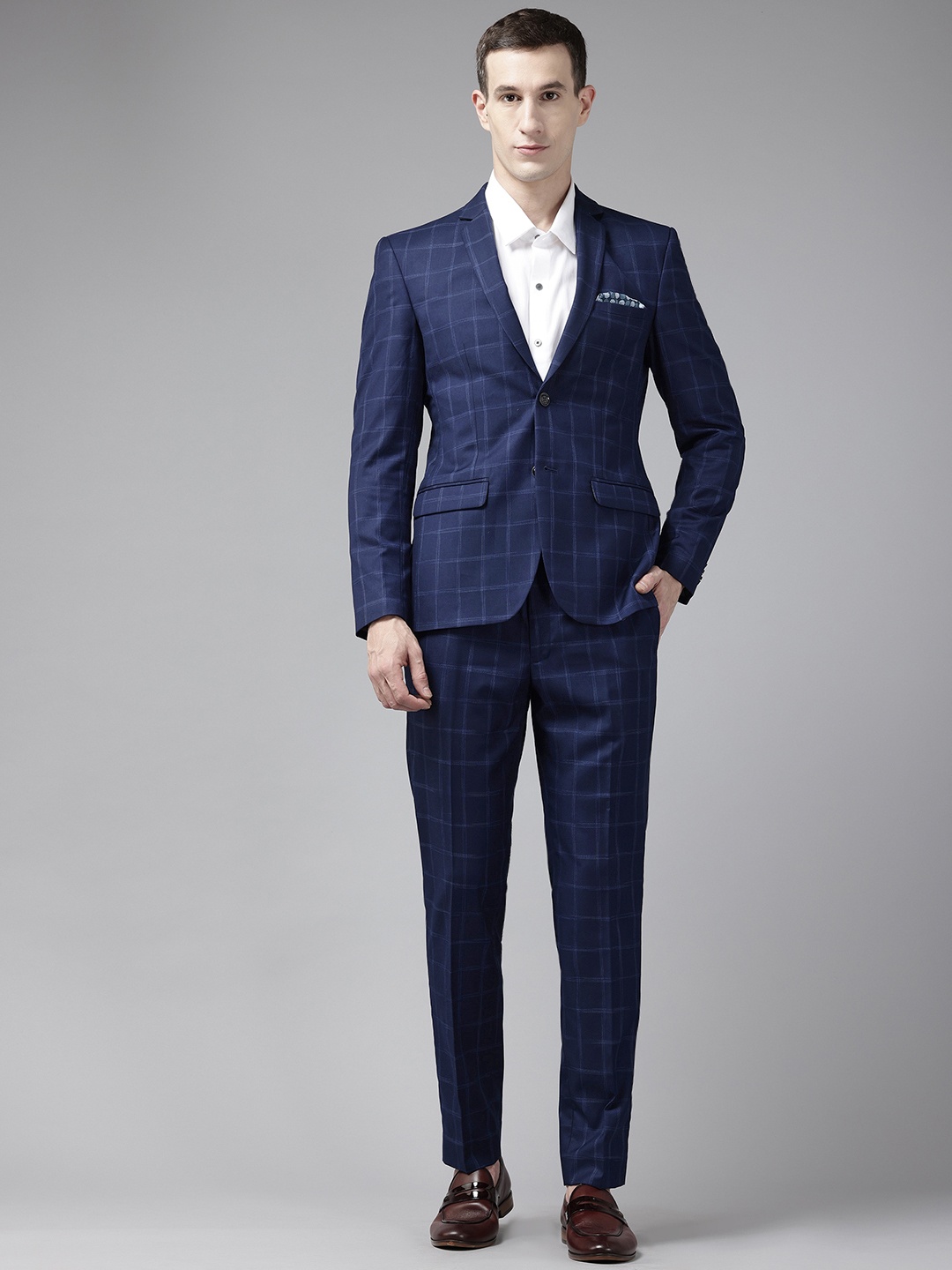 

Park Avenue Neo Fit 2-Piece Checked Formal Suit, Navy blue