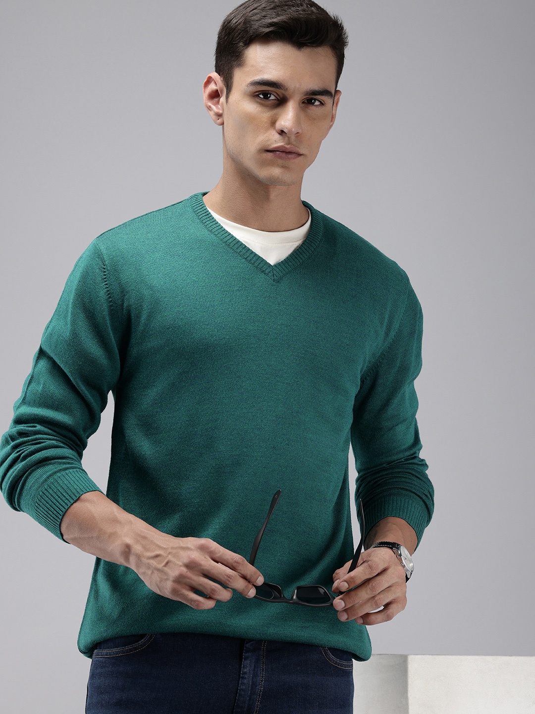 

Park Avenue Slim Fit V-Neck Pullover Sweaters, Green