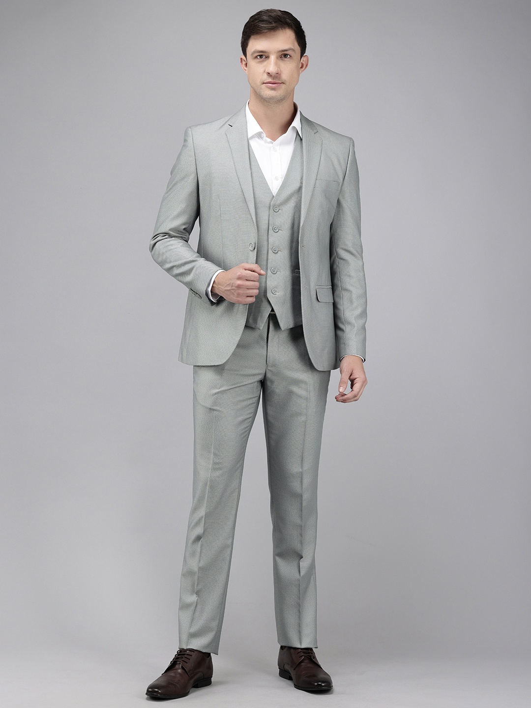 

Park Avenue Slim Fit Single Breasted 3-Piece Formal Suit, Grey