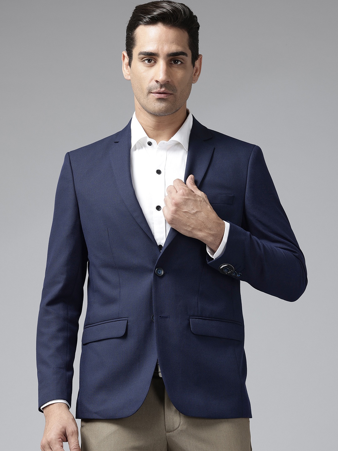 

Park Avenue Single-Breasted Slim Fit Formal Blazer, Navy blue