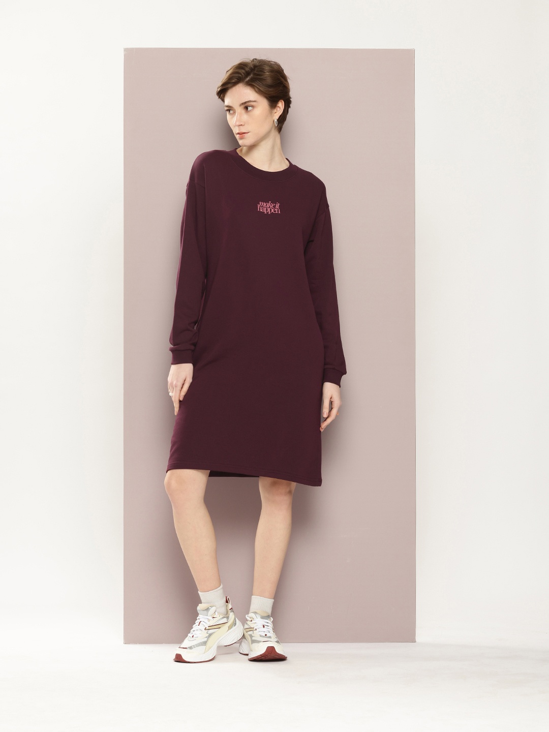 

DILLINGER Print Cotton T-shirt Dress, Burgundy