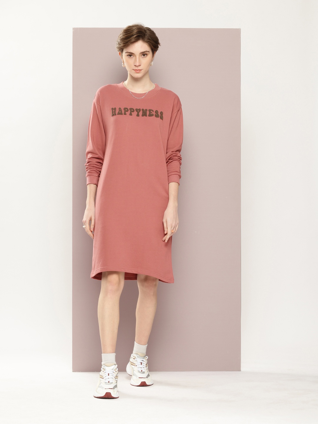 

DILLINGER Print Cotton T-shirt Dress, Mauve