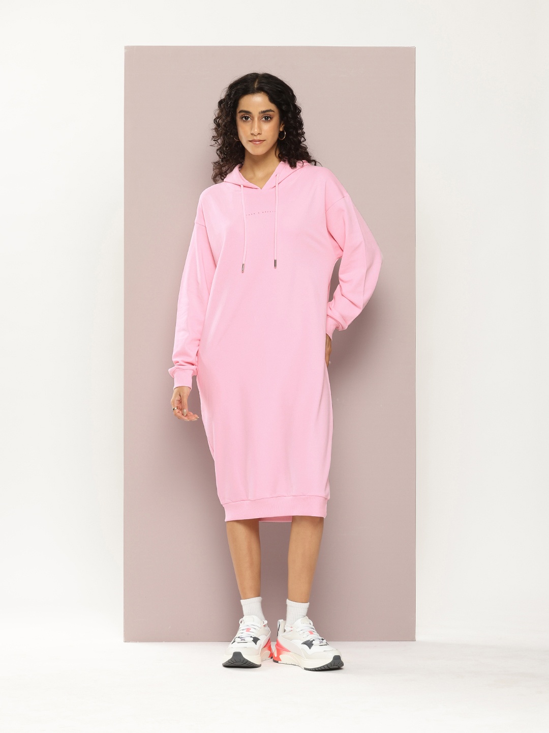 

DILLINGER Cotton Hooded Sweatshirt Dress, Pink