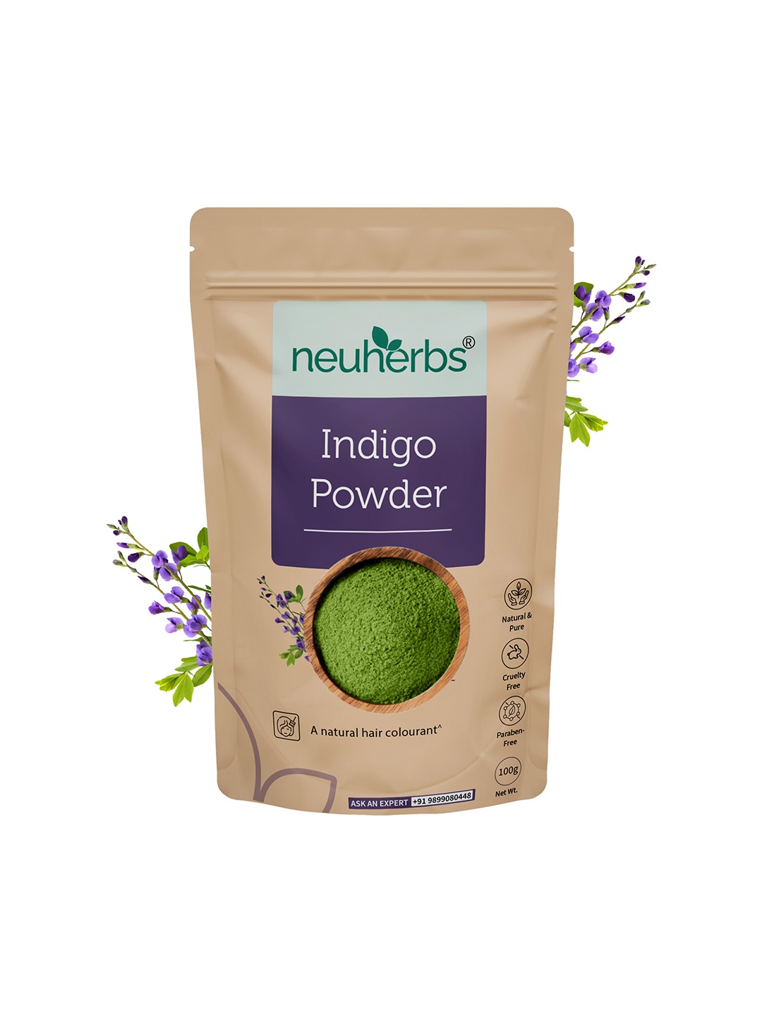 

Neuherbs Natural & Pure Indigo Hair Color Powder - 100g, Purple
