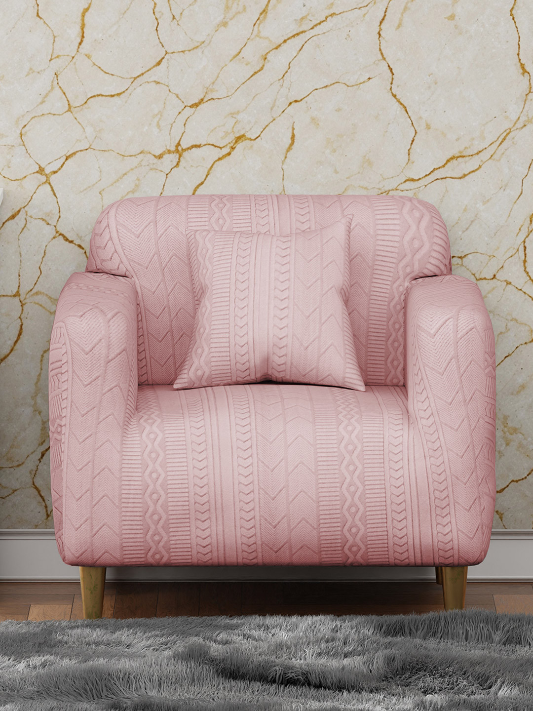 

Lukzer Pink Printed Elasticated 1 Seater Sofa Cover