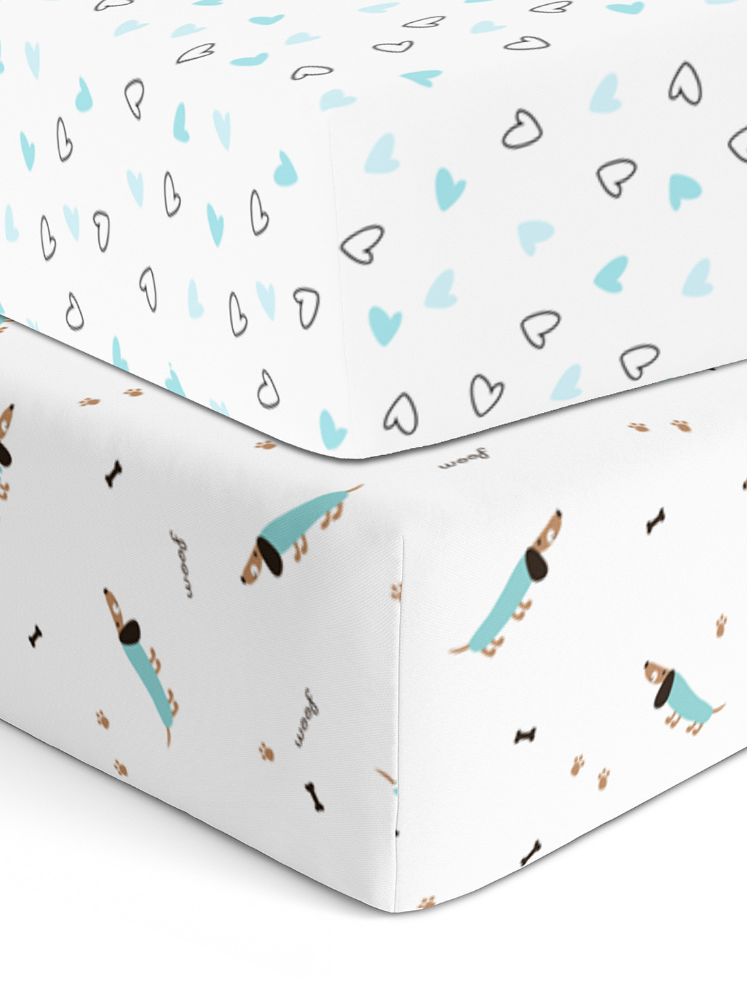 

The White Cradle Blue & White 2 Pcs Geometric Printed 120 TC Cotton Fitted Crib Bedsheets