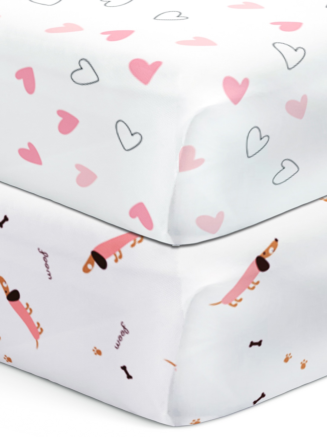 

The White Cradle Pink & White 2 Pcs Geometric Printed 120 TC Cotton Crib Bedsheets