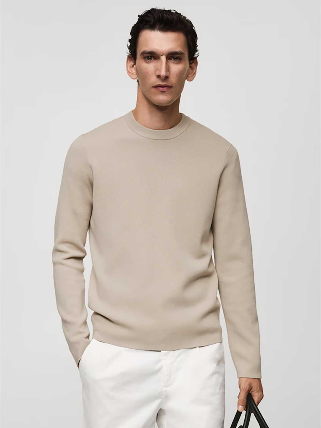 

MANGO MAN Medium Knit Pullover, Beige