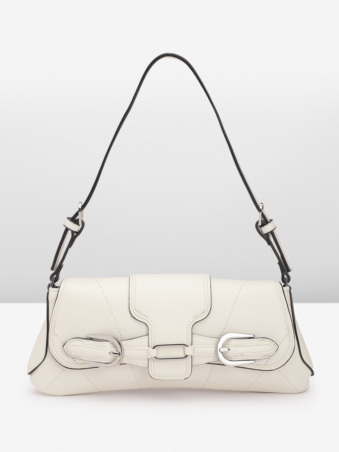 

MANGO Shoulder Bag with Buckle Detailing, Off white