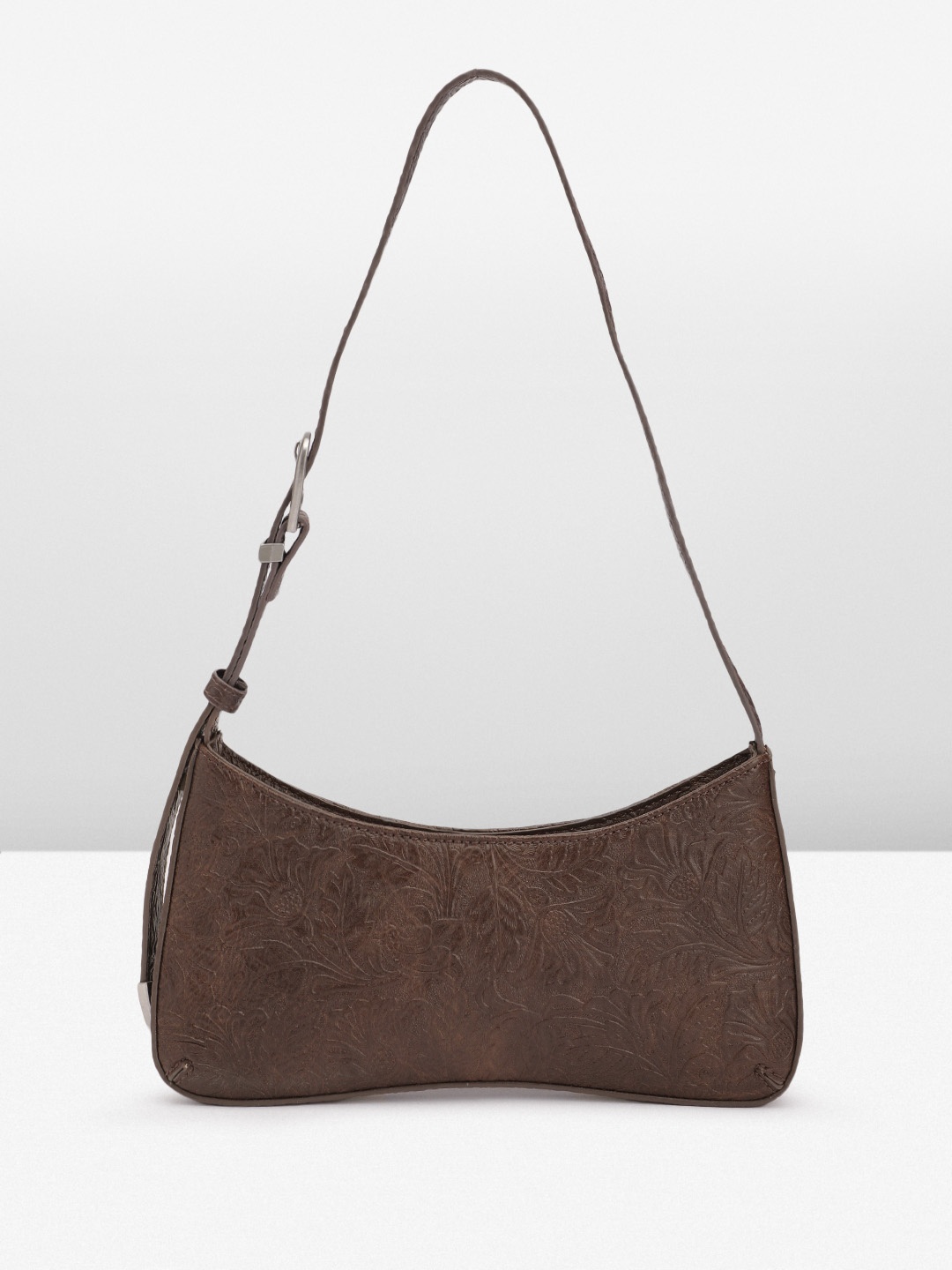 

MANGO Floral Textured Shoulder Bag, Brown