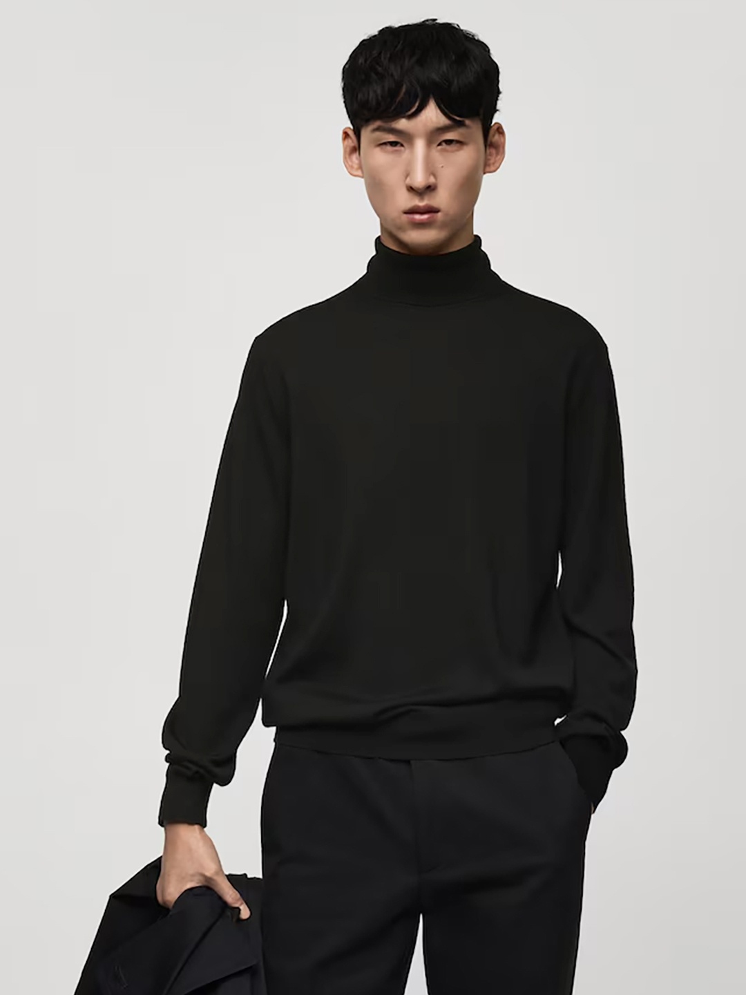

MANGO MAN Turtle Neck Pure Wool Pullover, Black