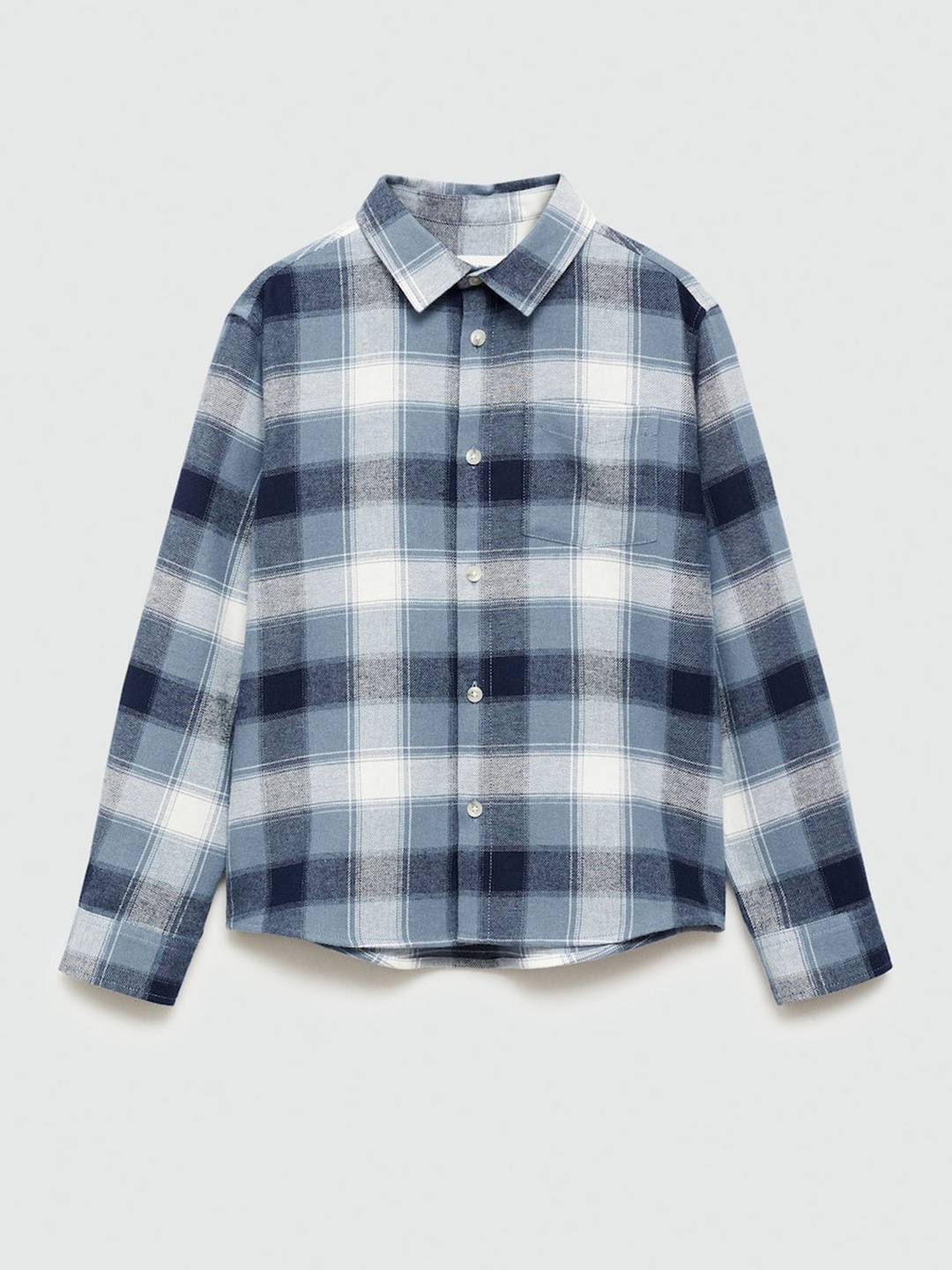 

Mango Kids Boys Pure Cotton Tartan Checked Casual Shirt, White