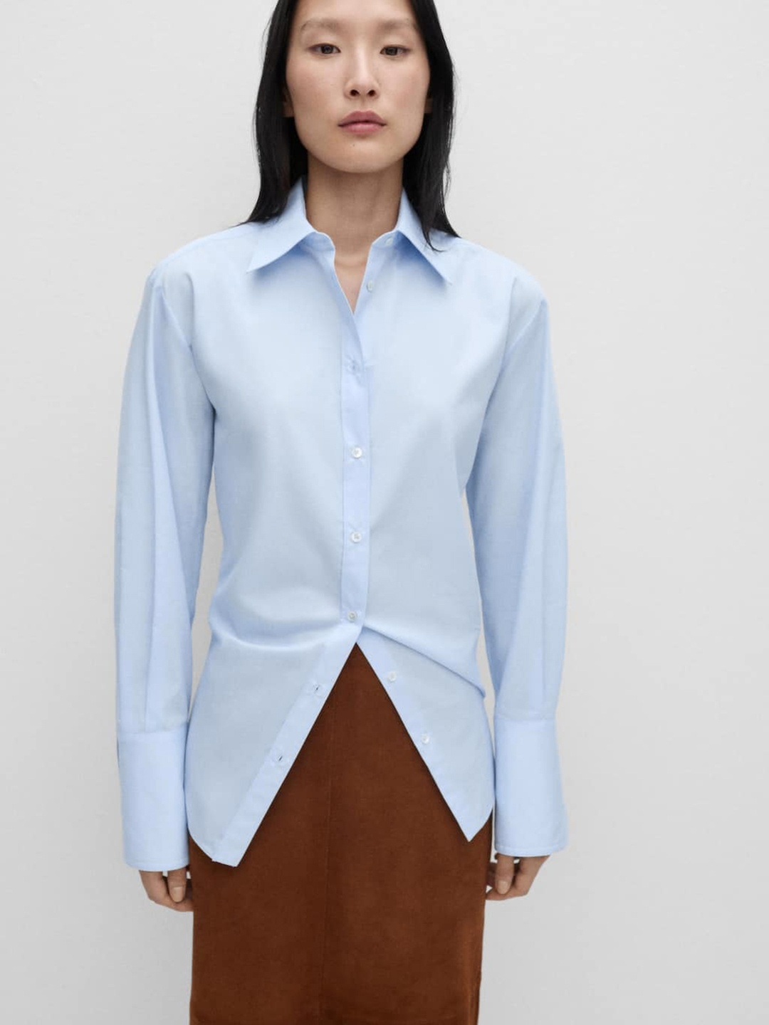 

MANGO Oversized Poplin Shirt, Blue