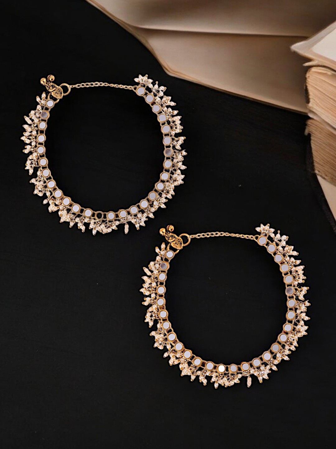 

9blings Rose Set Of 2 Rose Gold-Plated Cubic Zirconia Studded Anklets