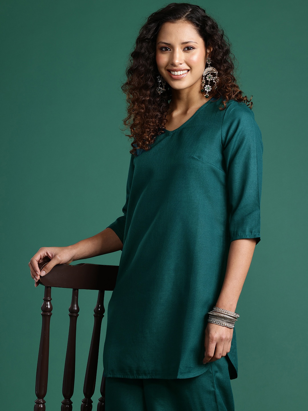 

Sangria Kurti with Palazzos, Green