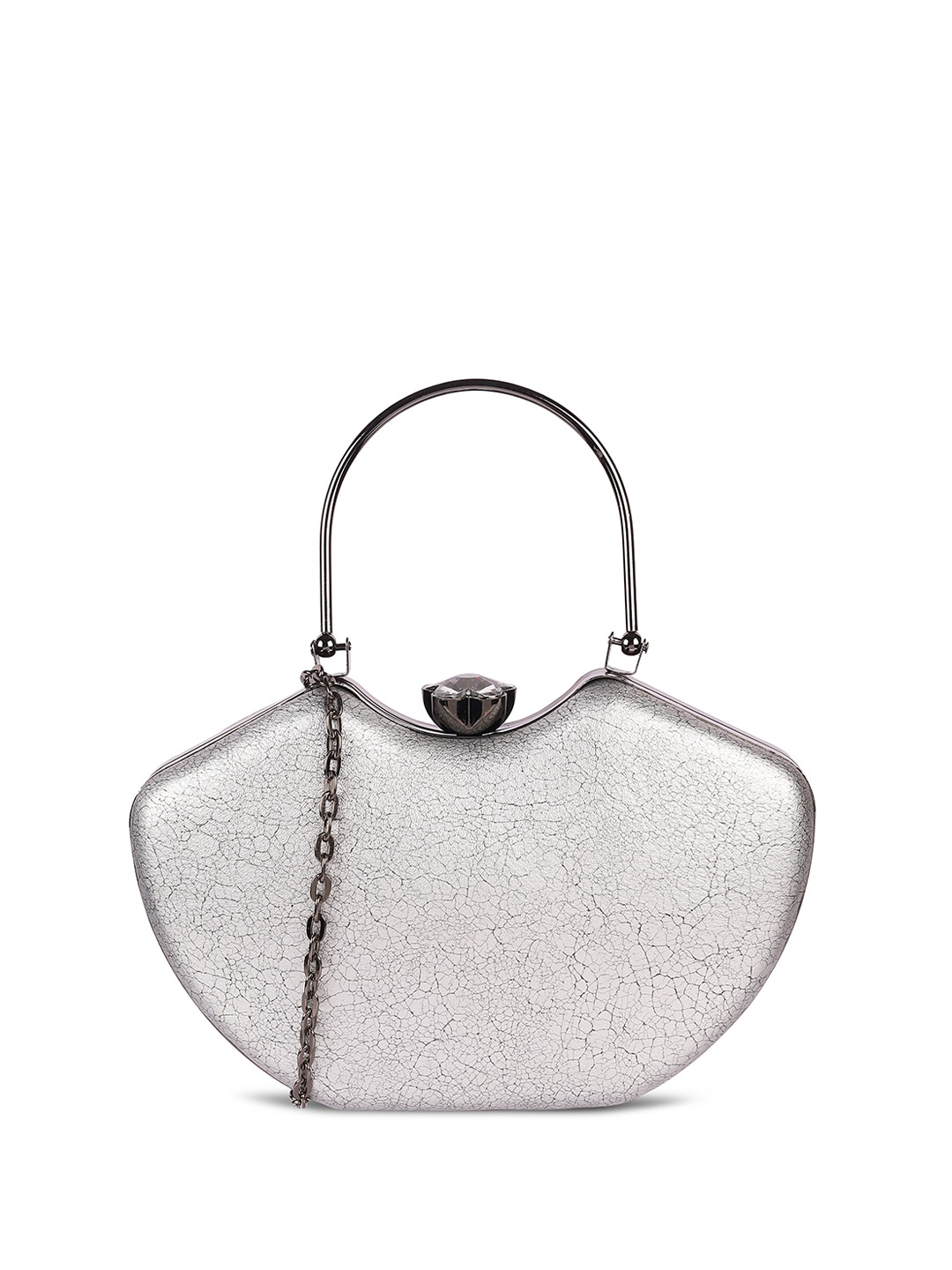 

Mochi Textured Box Clutch, Silver