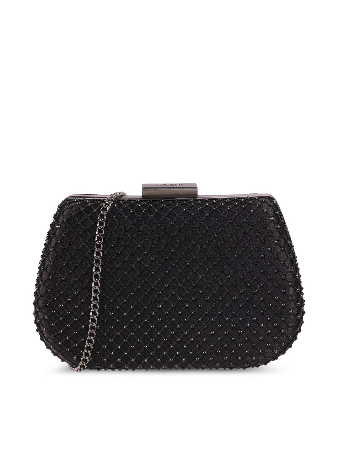 

Mochi Embellished Box Clutch, Black