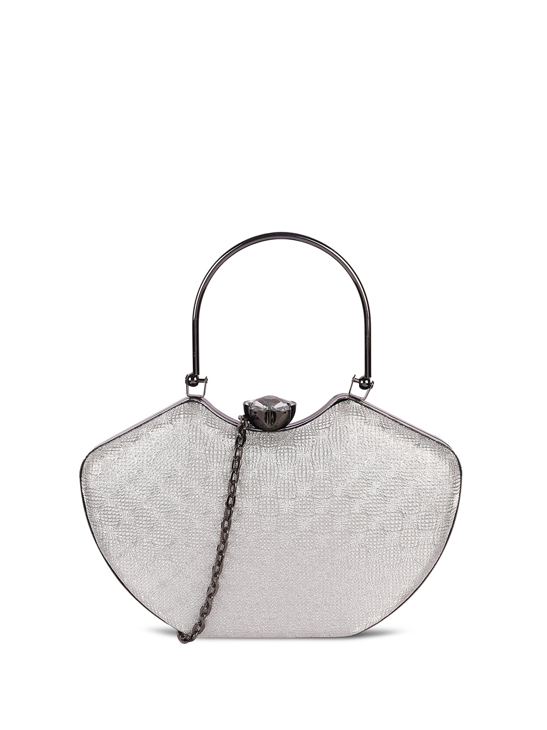 

Mochi Textured Box Clutch, Silver