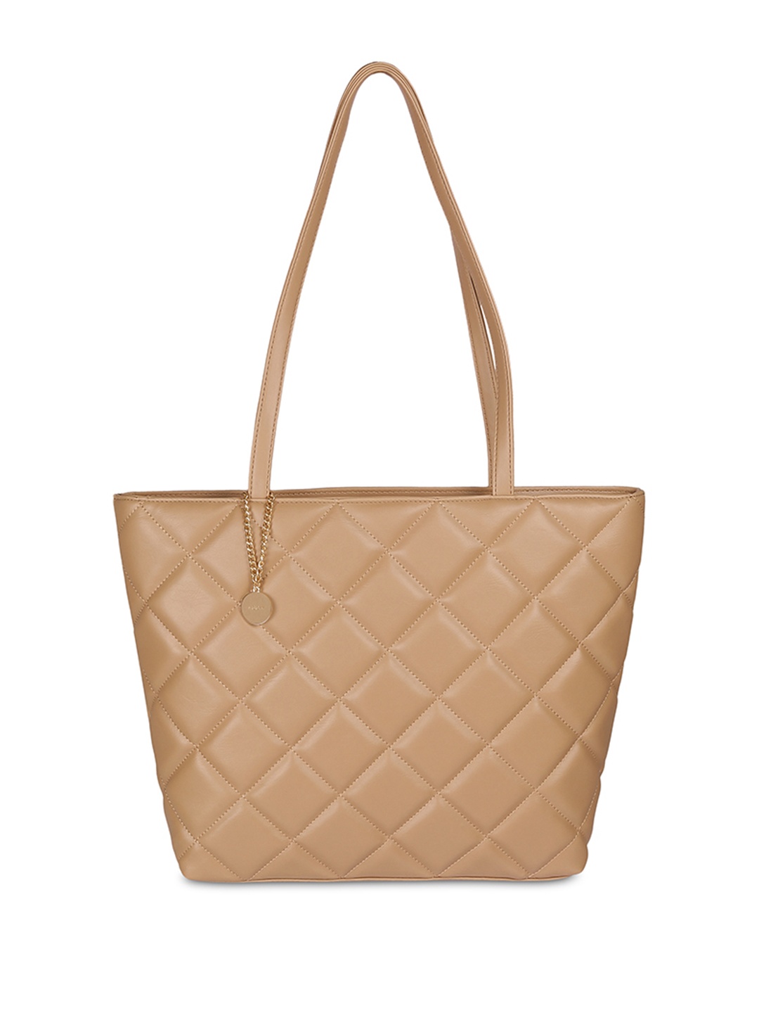

Mochi Women Textured Shopper Quilted Shoulder Bag, Beige
