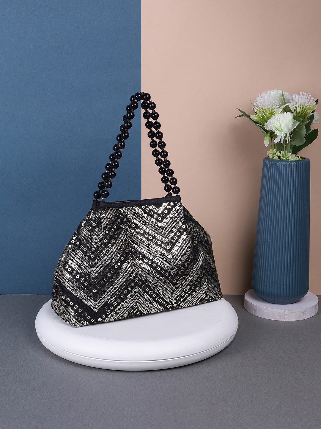

Mochi Women Embellished Bucket Hobo Bag, Black